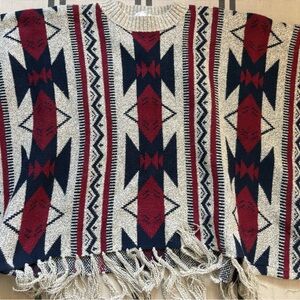 Geometric Patterned Fringe Poncho